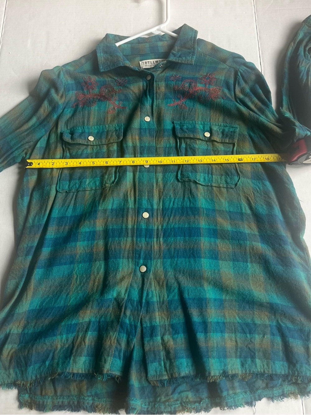 Idyllwind Teal and Green Plaid Button-Front Shirt with Embroidered Yoke